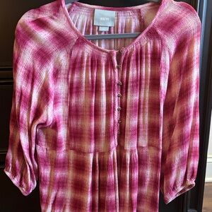 marve pink Plaid Women's Top